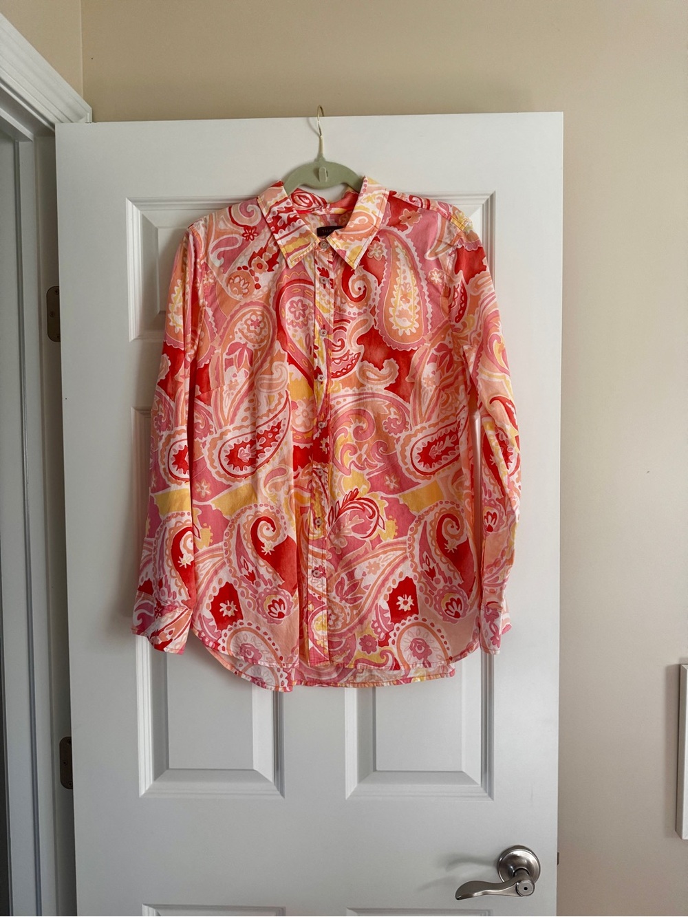 Talbots Paisley Button-Up Blouse 100% Cotton L